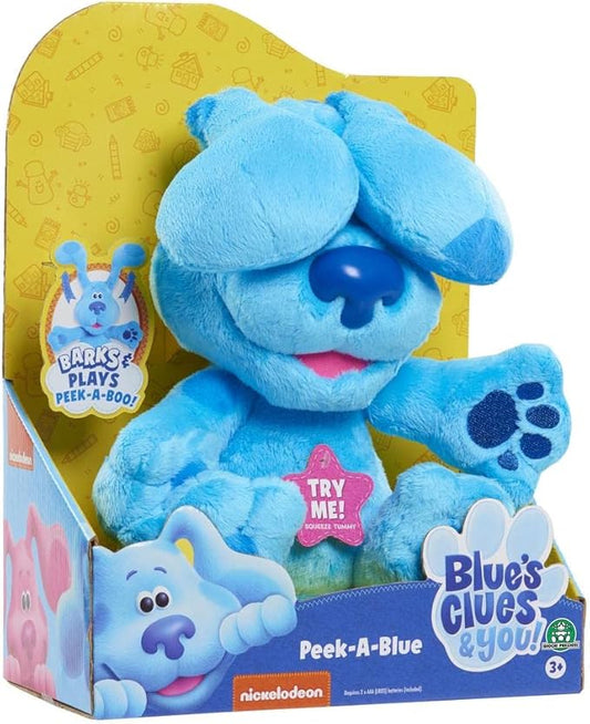 Giochi Preziosi Blue's Clues & You - Peluche Blue Gioco del cucù, con Suoni, premigli Il pancino e solleverà Le Orecchie, per Bambini a aprtire dai 3 Anni, BLU02100