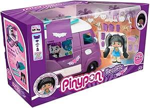 Pinypon - Terrific Van, il tetto del van si trasforma in una barca con scivolo, accessori che si illuminano al buio, include personaggio mummia, per bambine/I dai 4 anni, Famosa (PNY49000)