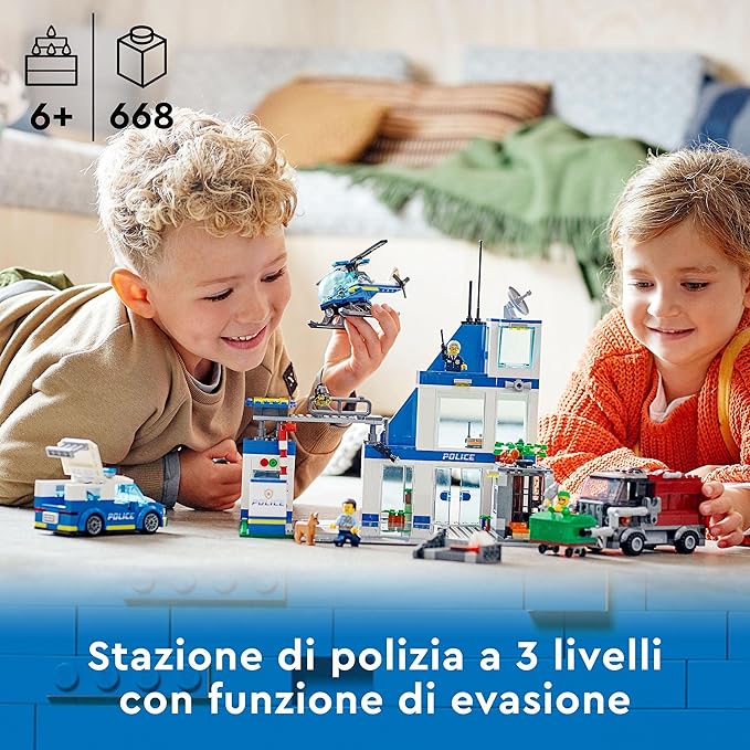 LEGO City Police Stazione di Polizia, Set con Elicottero Giocattolo, Macchina e Camion della Spazzatura, Giochi per Bambini, Bambine, Ragazzi e Ragazze da 6 Anni in su, Idee Regalo 60316