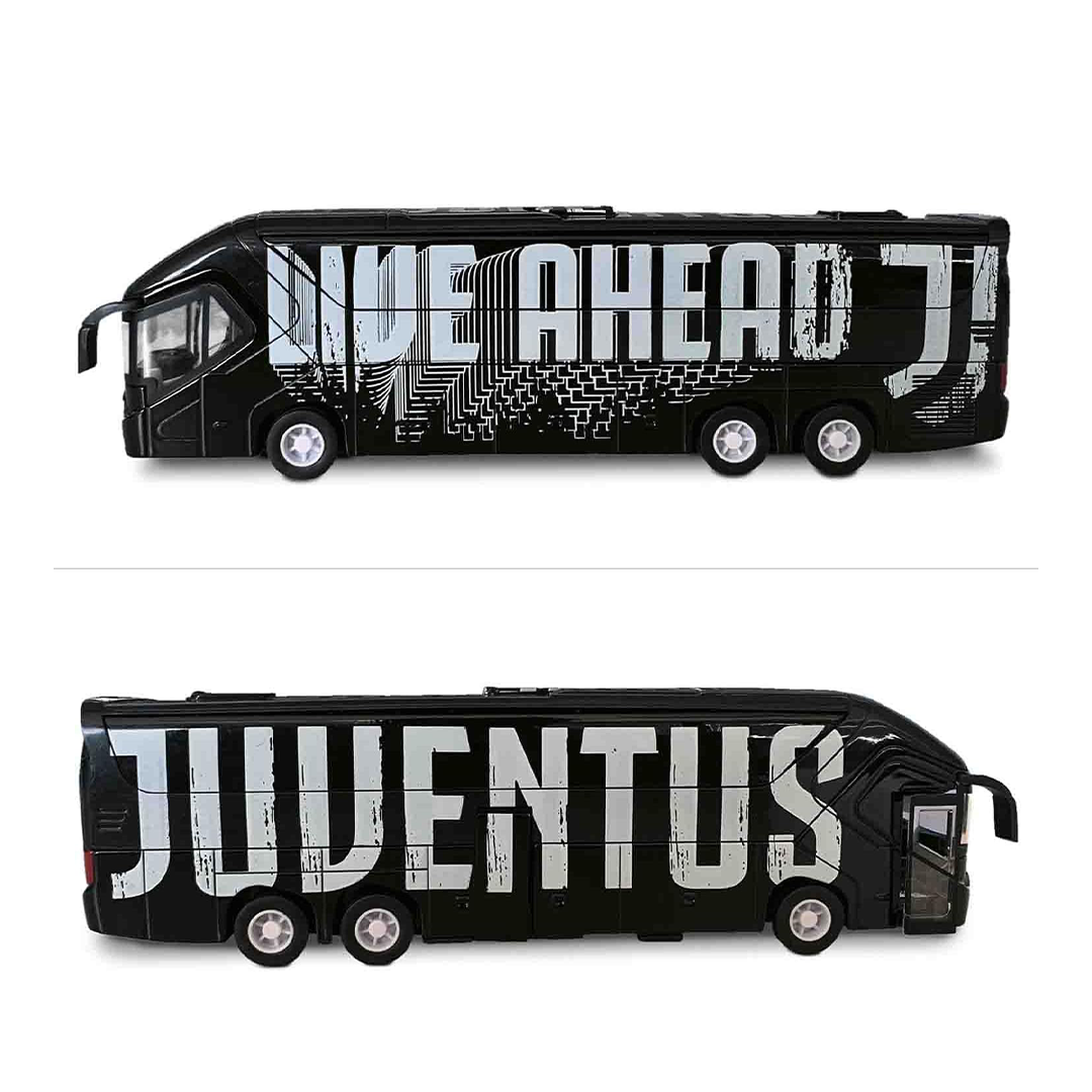 Mondo Motors - Pullman Juventus F.C. modellino giocattolo - Bus con retrocarica frizione pull back - Colore Bianco Nero - 51212