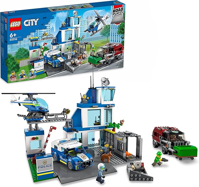 LEGO City Police Stazione di Polizia, Set con Elicottero Giocattolo, Macchina e Camion della Spazzatura, Giochi per Bambini, Bambine, Ragazzi e Ragazze da 6 Anni in su, Idee Regalo 60316
