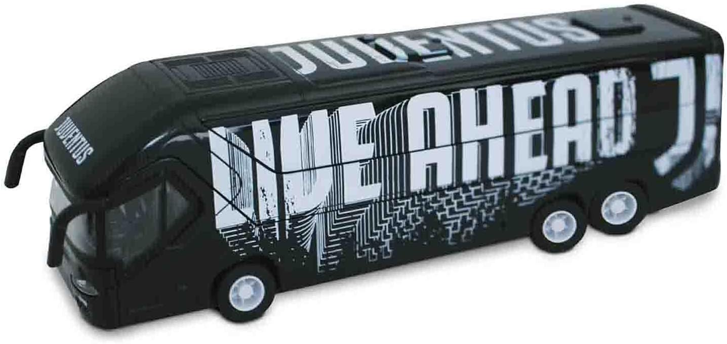 Mondo Motors - Pullman Juventus F.C. modellino giocattolo - Bus con retrocarica frizione pull back - Colore Bianco Nero - 51212