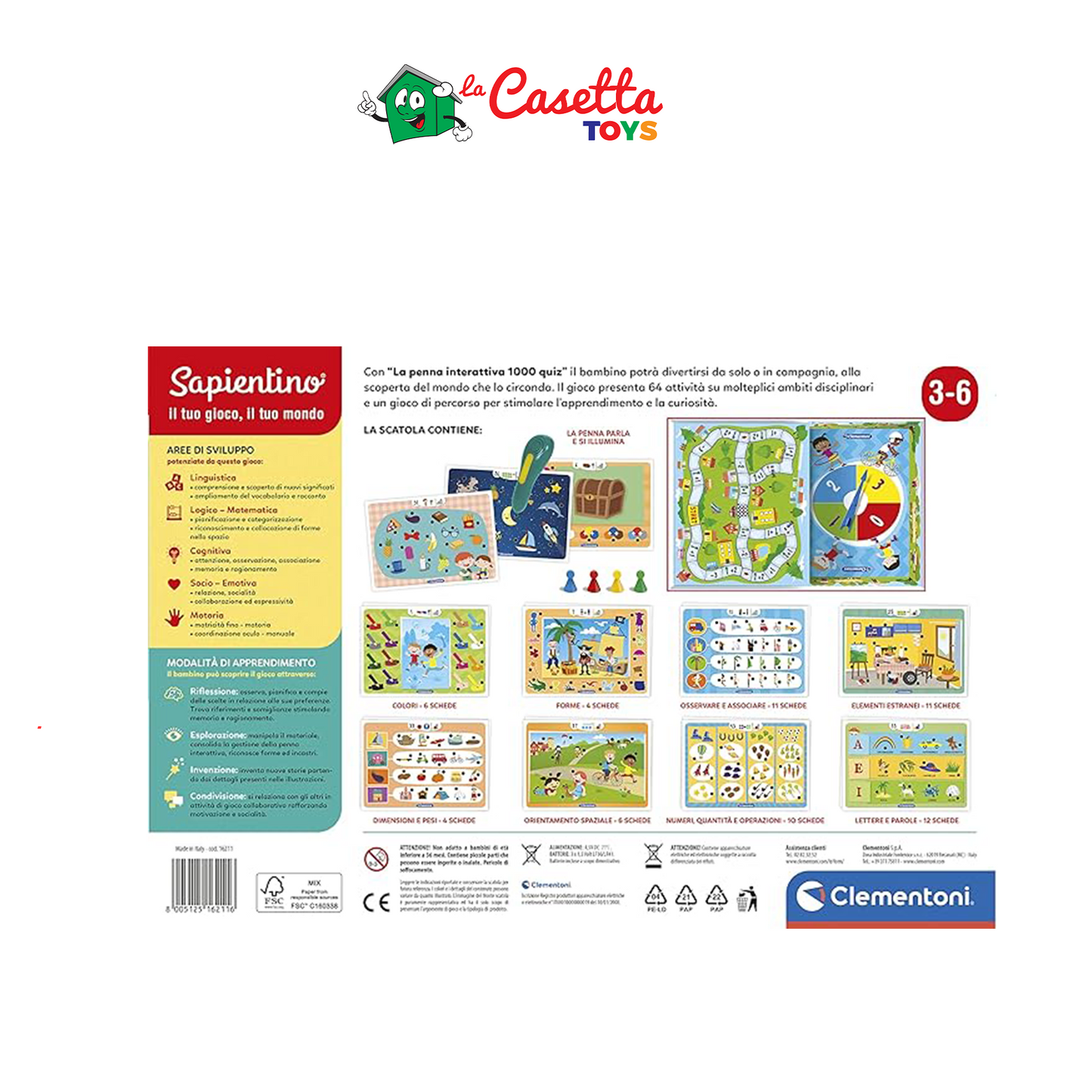 Clementoni Quiz Sapientino - La Penna Interattiva, Multicolore, 3-6 Anni