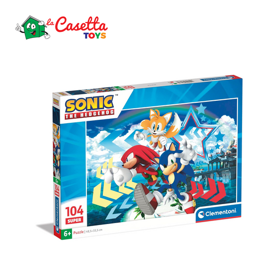 Clementoni- Sonic Supercolor Puzzle-Sonic-104 Pezzi Bambini 6 Anni, Puzzle Cartoni Animati-Made in Italy, Multicolore, 27267