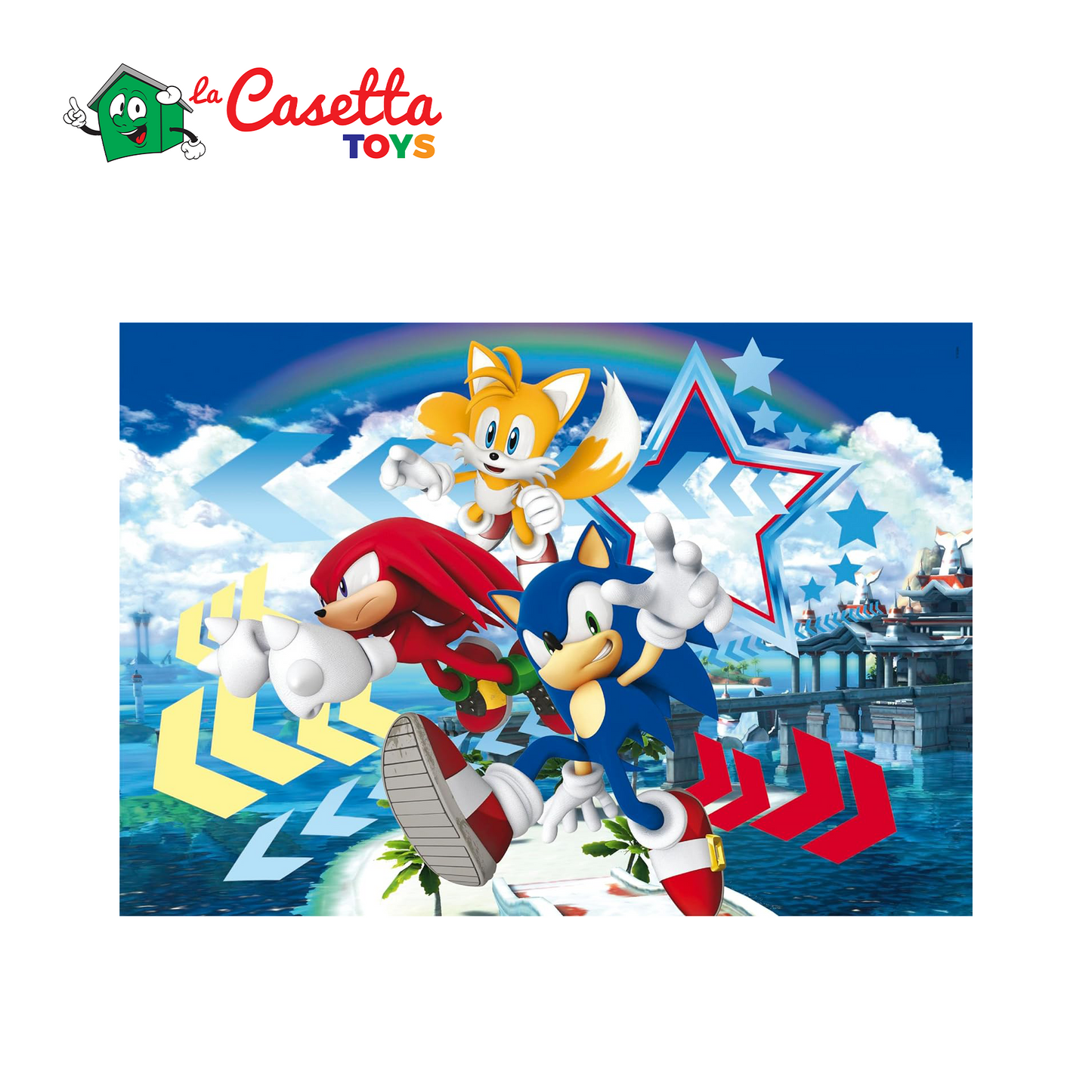 Clementoni- Sonic Supercolor Puzzle-Sonic-104 Pezzi Bambini 6 Anni, Puzzle Cartoni Animati-Made in Italy, Multicolore, 27267