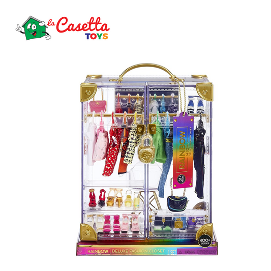 Rainbow High Deluxe Armadio – Oltre 400 Combinazioni di Vestiti! Armadio Portatile in Acrilico Trasparente - 31+ Capi alla Moda e Vestiti per Bambole, Accessori e contenitori. età: 6-12 Anni