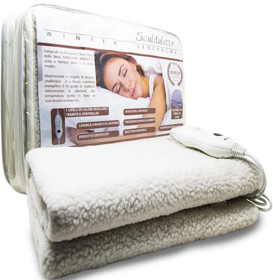 Coveri Scaldaletto Elettrico Termocoperta Elettrica 3 Temperature Max 40/50 gradi Coperta per Letto Singolo o Matrimoniale in Fibra di Lana Enrico Matrimoniale (2 Piazze)