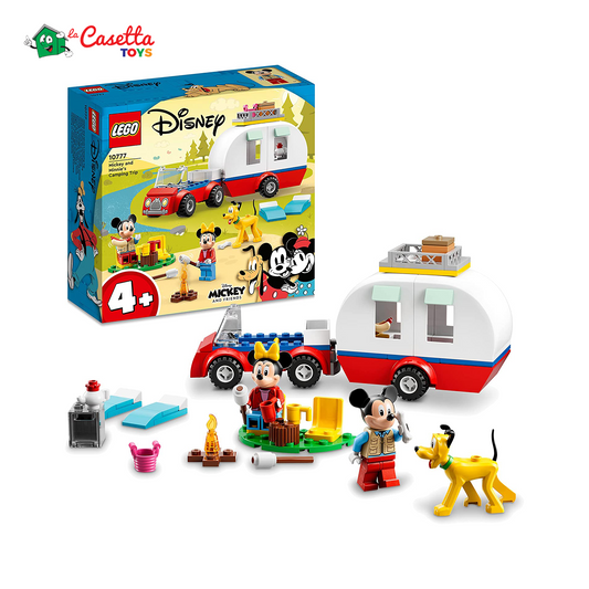 LEGO 10777 Disney Mickey and Friends Vacanza in Campeggio con Topolino e Minnie, con Pluto, Macchina e Camper Giocattolo