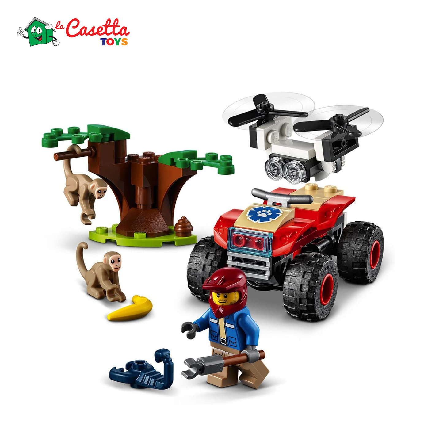 LEGO 60300 City Wildlife ATV di Soccorso Animale, Giocattoli per Bambini di 5 Anni con Quad con Braccio Telescopico e Animali