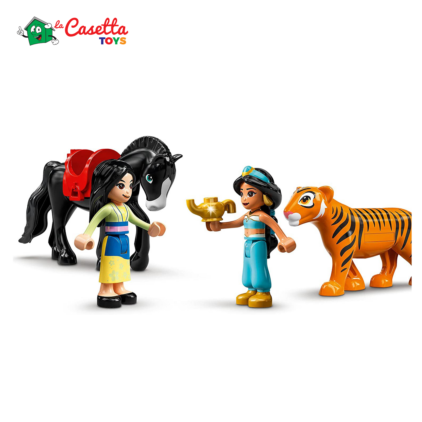 LEGO 43208 Disney Princess L’Avventura di Jasmine e Mulan, Playset con 2 Mini Bamboline, Cavallo e Tigre