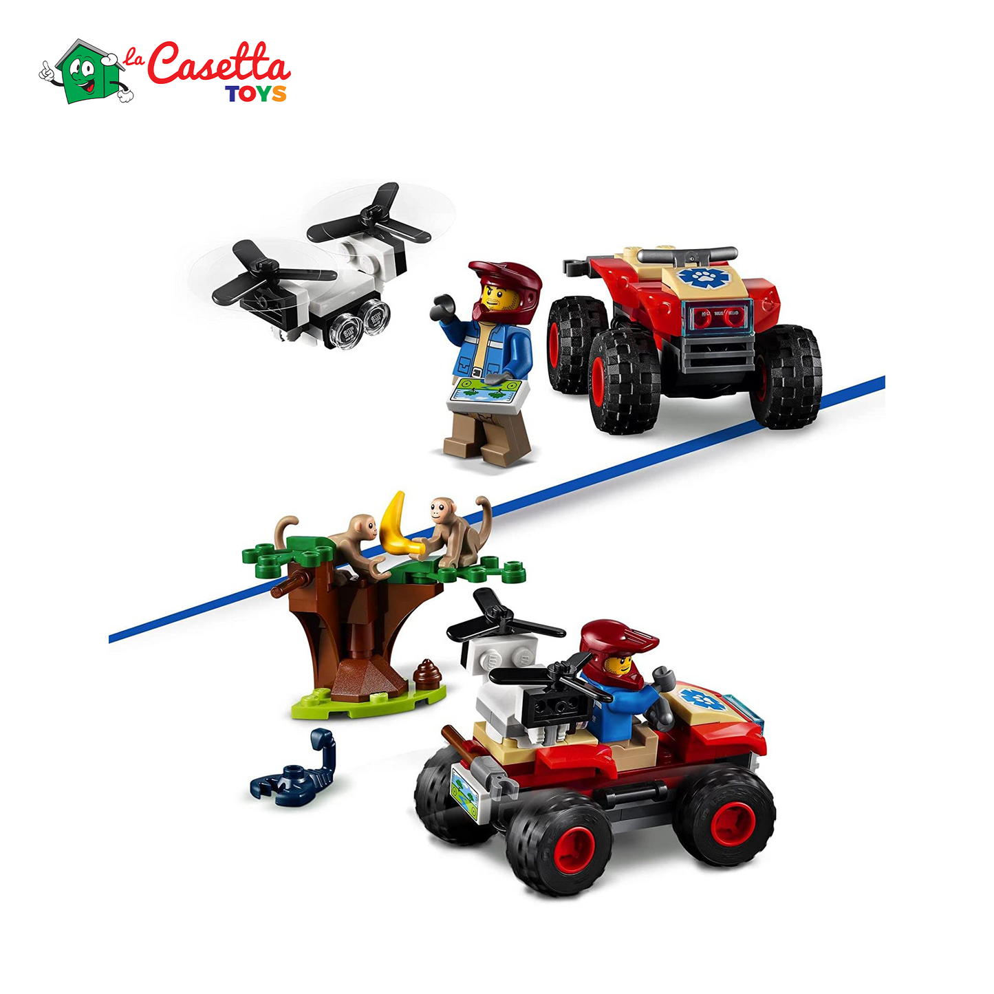 LEGO 60300 City Wildlife ATV di Soccorso Animale, Giocattoli per Bambini di 5 Anni con Quad con Braccio Telescopico e Animali