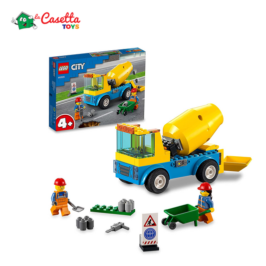LEGO 60325 City Great Vehicles Autobetoniera, Camion Giocattolo, Giochi per Bambini dai 4 Anni in su con Veicoli da Cantiere, Idee Regalo