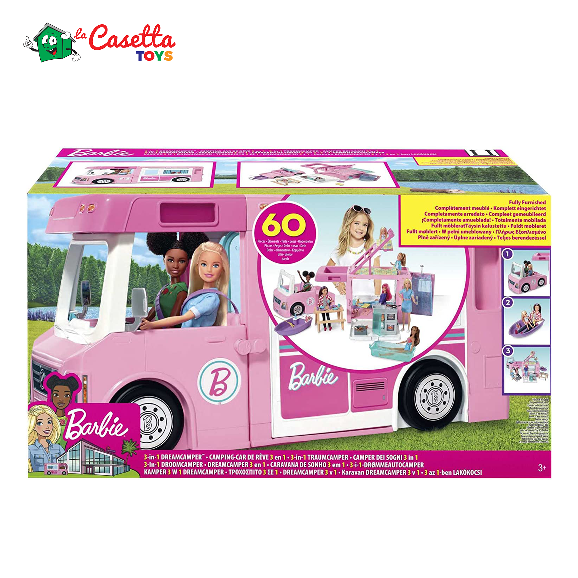 Barbie Camper dei Sogni per Bambole con Piscina, Bagno, Cucina e Tanti  Accessori