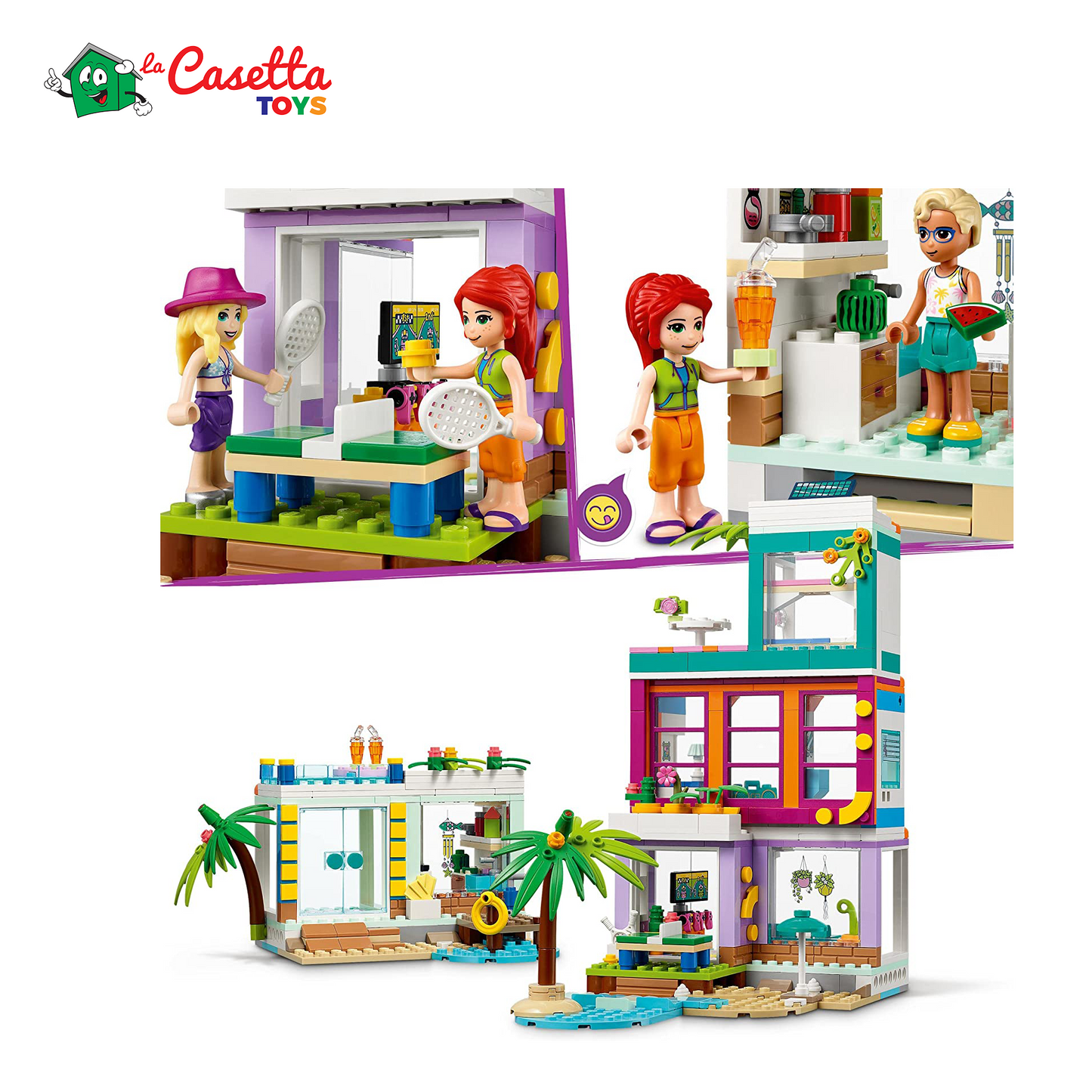 LEGO 41709 Friends Casa delle Vacanze sulla Spiaggia, con Piscina, Mini Bamboline Mia e Accessori, Costruzioni per Bambini dai 7 Anni in su