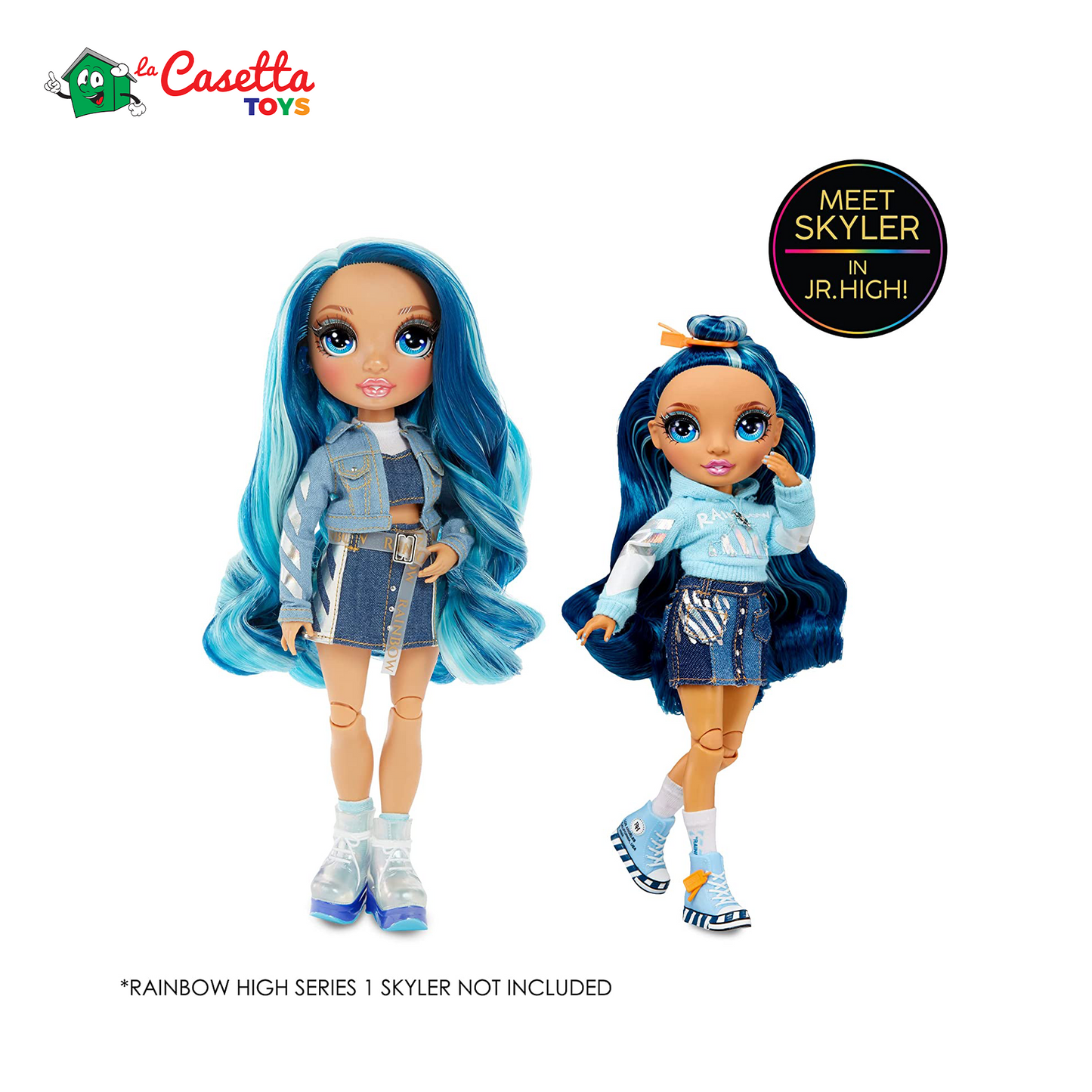 Rainbow High Jr. High - SKYLER BRADSHAW - Bambola alla moda blu da 23cm con vestito e accessori - Include zainetto Apri e chiudi - Da collezionare o regalare - Età: dai 6 anni in su