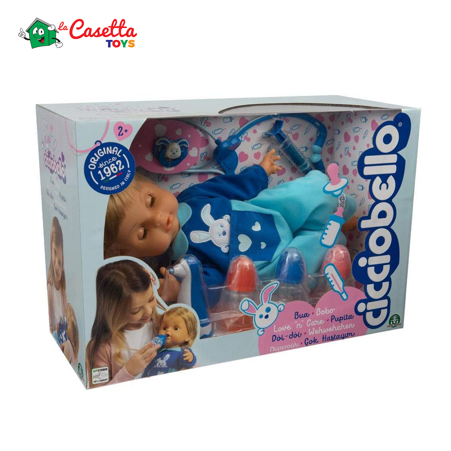 icciobello - Bua, la Bambola che Reagisce alle Cure della Bambina, con Accessori Interattivi e Infinite Combinazioni di Gioco, per Bambine a Partire dai 2 Anni, CCB69000