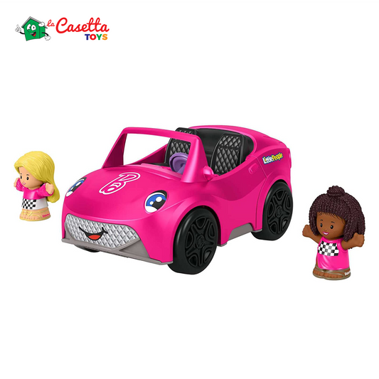 Cabrio di Barbie da Fisher-Price Little People - Veicolo a spinta con suoni e 2 personaggi, giocattolo per bambini tra 1 e 5 anni, HJN53