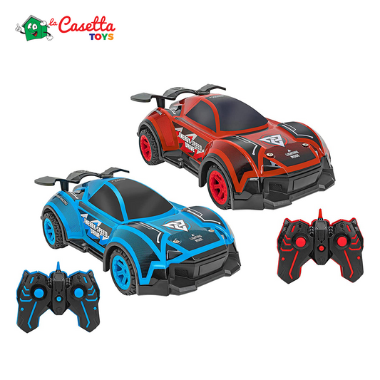 Spidko- Auto con radiocomando e Telecomando Incluso, con luci e Fumo, Colore Blu e Rosso, 40692