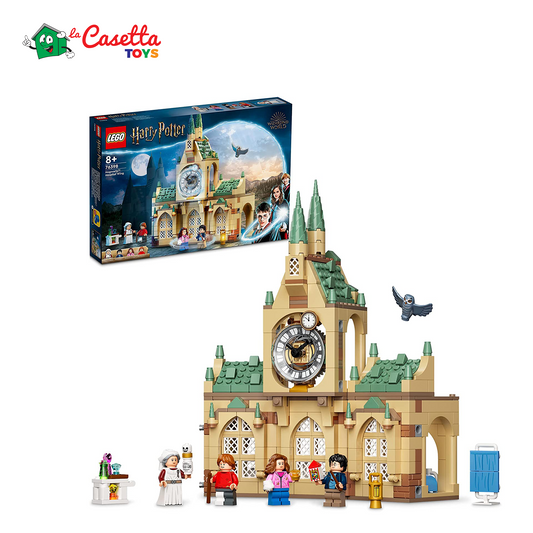 LEGO 76398 Harry Potter Ala dell’infermeria di Hogwarts, con Minifigure Ron Weasley, Hermione Granger e Madame Chips, Castello e Torre dell'Orologio
