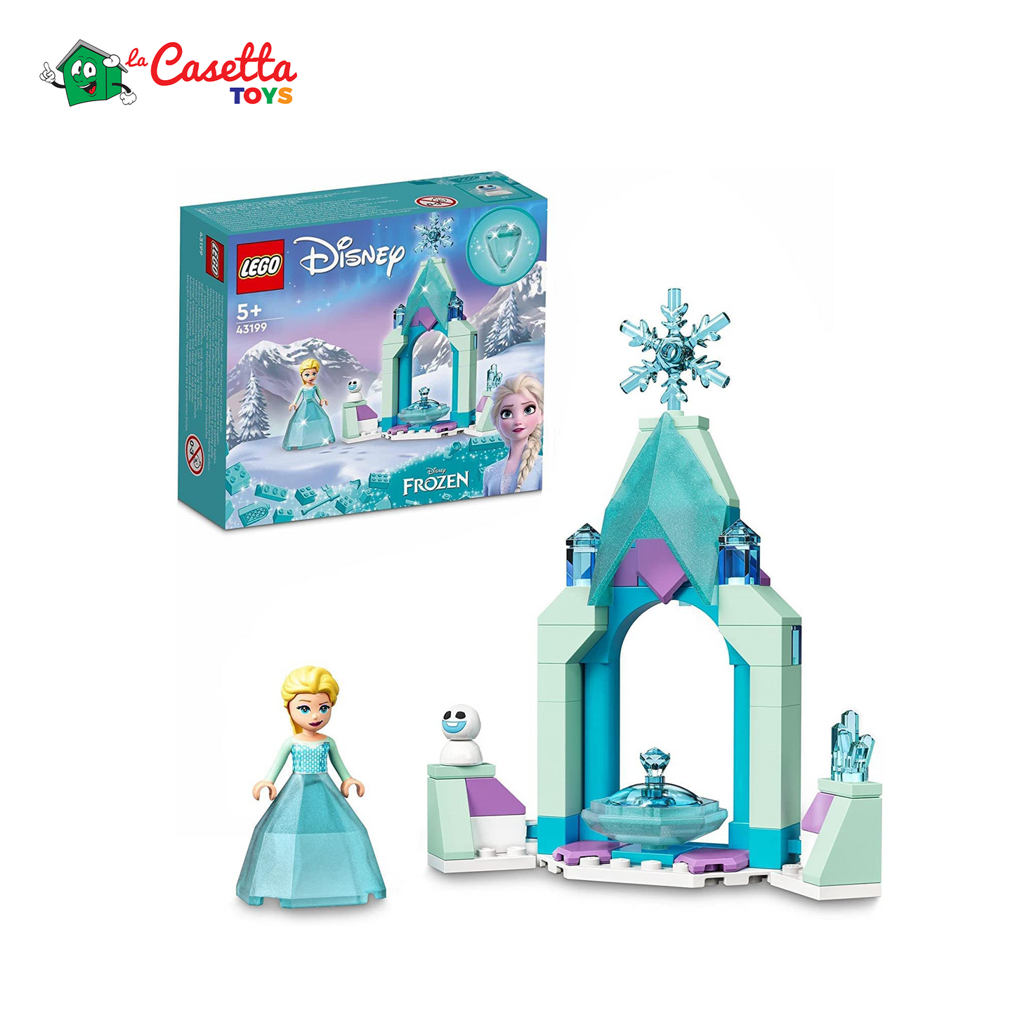 LEGO 43199 Disney Il Cortile del Castello di Elsa, Giocattolo con Principessa Frozen 2, Collezione Abito Diamante