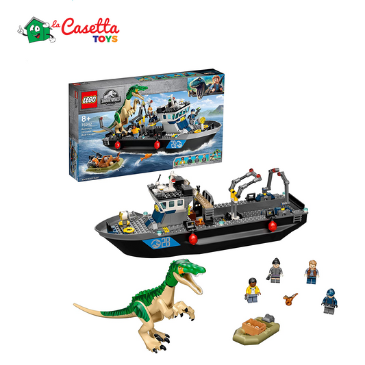 LEGO Jurassic World Fuga sulla Barca del Dinosauro Baryonyx, Regalo per Bambini e Bambine, Giochi con Minifigures, 76942