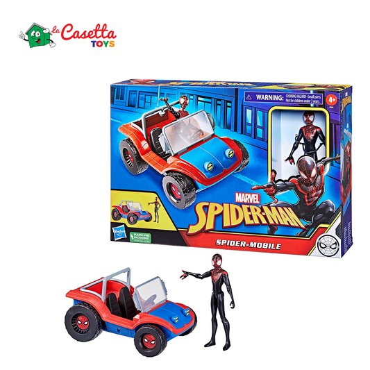 Hasbro, Marvel Spider-Man, La macchina di Miles Morales e Spider-Ham, veicolo da 15 cm con action figure, per bambini e bambine dai 4 anni in su