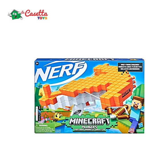 Nerf Minecraft, balestra lancia-dardi Pillager's Crossbow, funziona come una vera balestra, include 3 dardi originali Nerf Elite