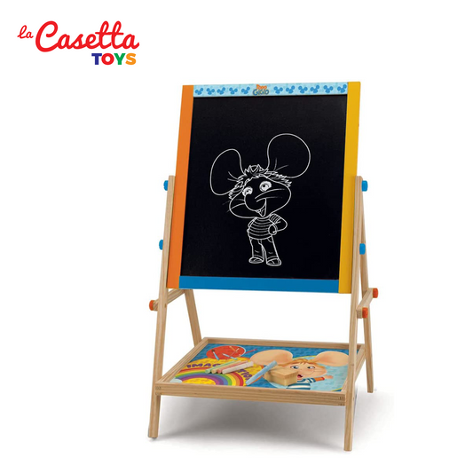 Grandi Giochi, Lavagna 2 in 1 di Topo Gigio, bifacciale: un lato in ardesia, l'altro in superficie magnetica