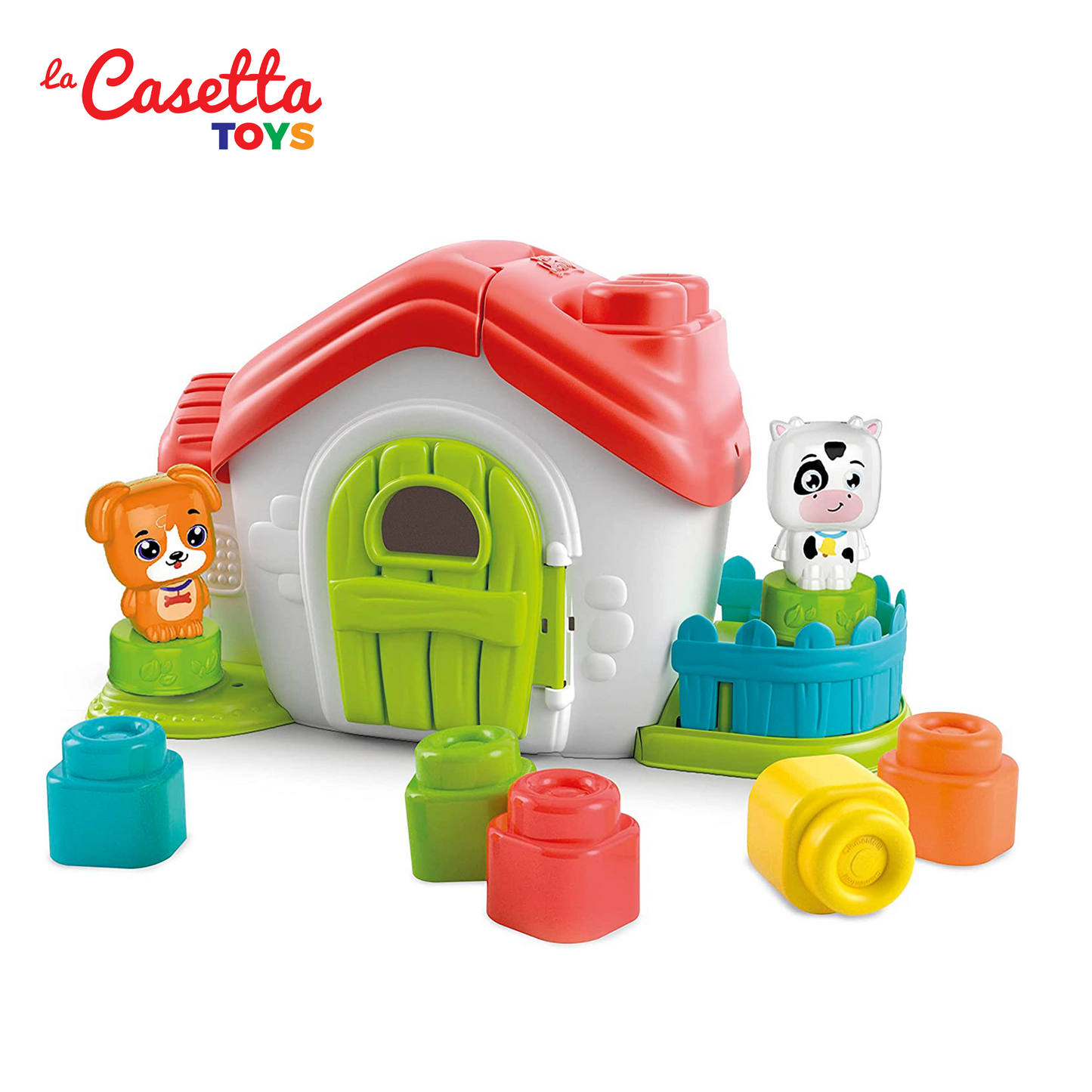 Clementoni- Soft Clemmy-Touch, Imagine & Play Sensory Farm-Playset Fattoria Sensoriale con Mattoncini Morbidi per Bambini 10-36 Mesi-Made in Italy, Multicolore, 17767