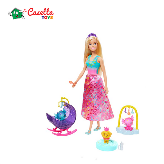 Barbie Dreamtopia, Playset Asilo dei Draghetti, Bambola con Cuccioli di Drago e Accessori, Giocattolo per Bambini 3+ Anni, GJK51