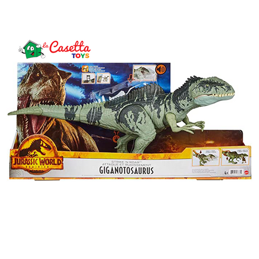 Jurassic World - Gigantosauro Attacco Letale con Fauci Mobili, con Ruggito e Movimenti, Dinosauro per Gioco Dinamico e Digitale, Giocattolo per Bambini 4+ Anni, GYC94